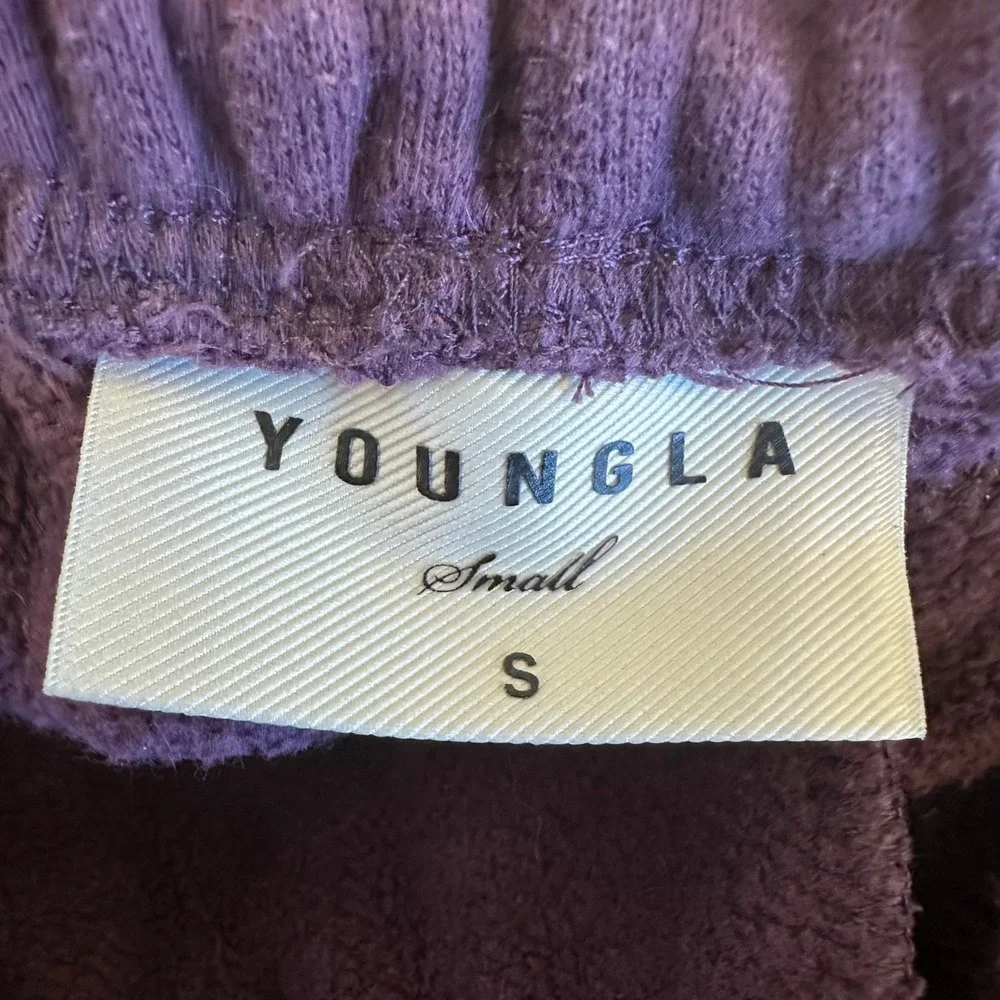 YoungLA Ambitious Club Men Purple Graphic Jogger‎ Sweatpants Small Rose Eagle